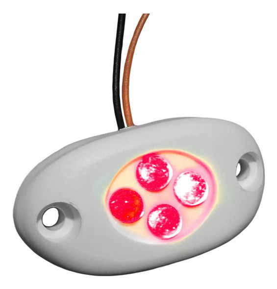 Luz Cortesia Capa Oval Branca 4 Leds 12v Luz Vermelho Barco 0