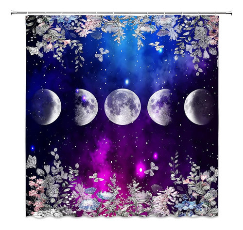 Fase Lunar Cortina De Ducha Jardín Iluminado Por La Luna Mar 0