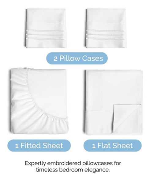 Conjunto De Sábanas De Lujo Queen, Blancas Y Frescas 1 Conjunto De Sábanas De Lujo Queen, Blancas Y Frescas 1