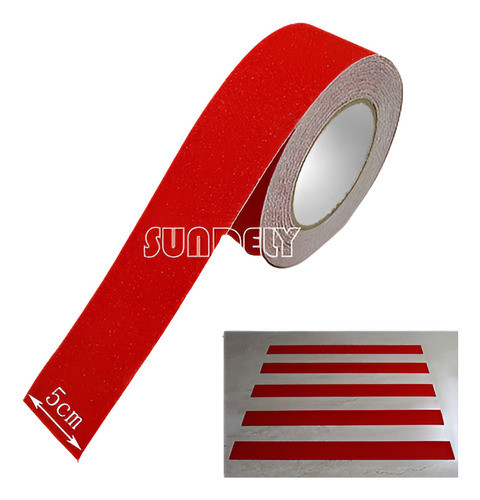 Rojo 5cm Seguridad Grip Antideslizante Escalera Pisada 33ft 0