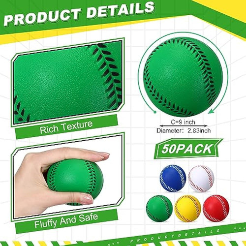 Jenaai 50 Pelotas De Béisbol De Espuma Suave De 9 1