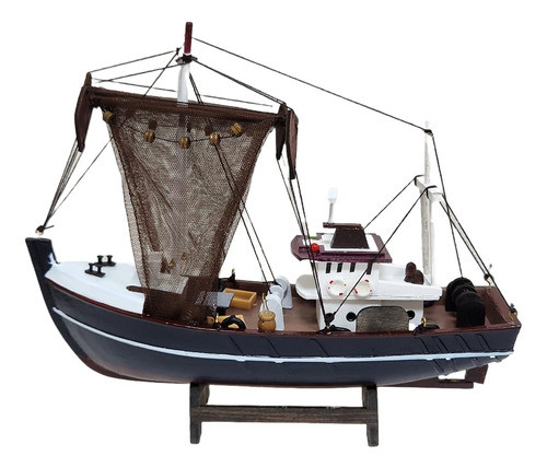 Barco Pesqueiro Decorativo 30 Cm - Em Madeira 30 X 26 Cm 0