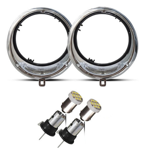 Par Aro Moldura Farol Redondo Mb 1113 1114 1313 Pisca + Led 0