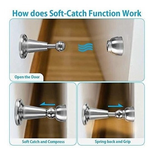 Tope De Puerta Magnetico De Cierre Suave/acero Inox. Pack 2 1