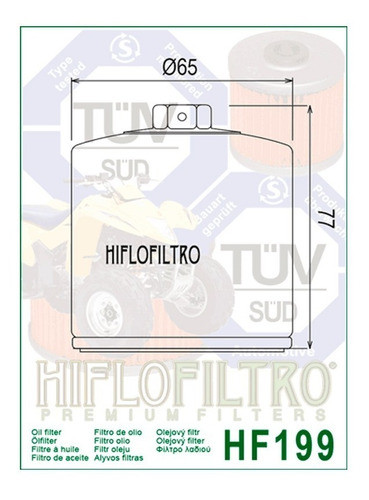 Filtro Aceite Atv Polaris Sportsman 850 Hiflofiltro Hf199 Ryd 1