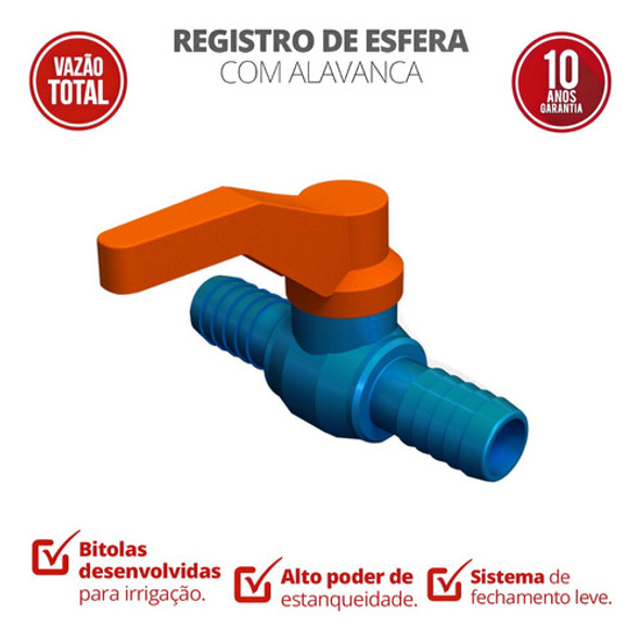 5 Un Registro Esfera União Dentada Alavanca 3/4'' Azul Durín 1