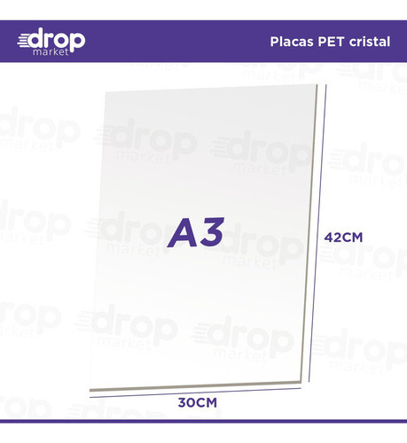 Placa A3 Pet Simil Acrílico Transparente 30x42 2mm 1