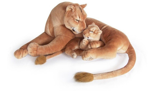 Peluche Numi Leona 88cm Con Bebe 40cm Animales Realistas 0