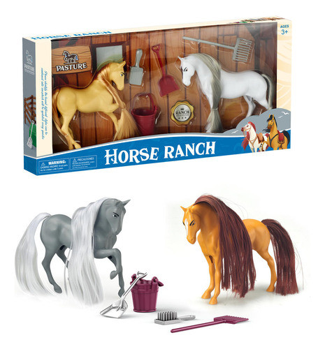 Set De 2 Caballos + Establo Y Accesorios Ltf Shop 0