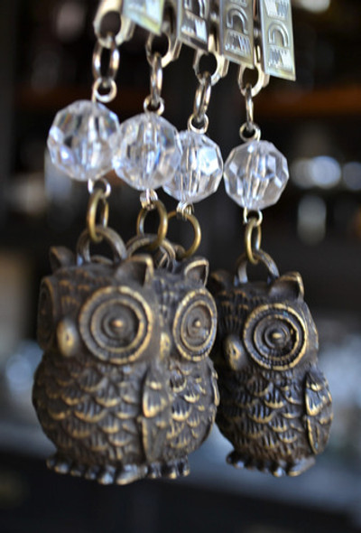 Set 4 Pesas Para Mantel Buho Lechuza Metal Bronce Envejecido 1