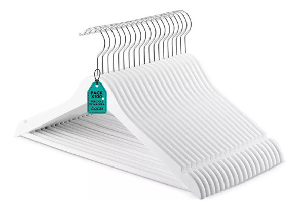 Pack X10 Percha Blanca De Madera Por Mayor P R E M I U M 0