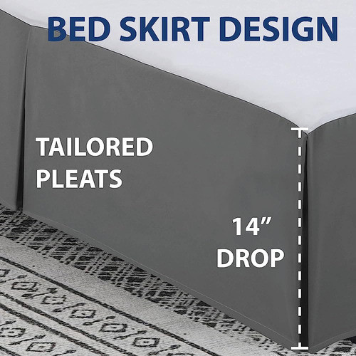 Cathay Home Double Brushed Microfiber Pleated Easy Fit Bed S 1