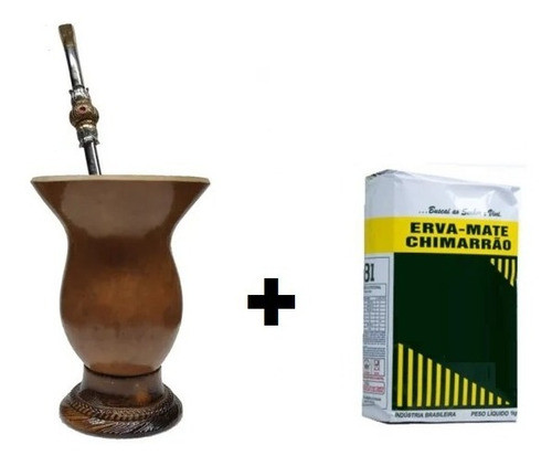 Kit Cuia + Bomba E Erva Mate Chimarrao Jogo Natural 3 Peças 0
