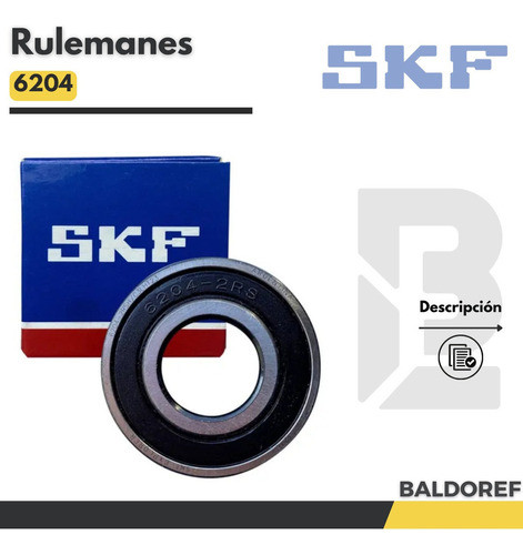 Ruleman Rodamiento 6204-2rs Skf Lavarropas Y Secarropas 1
