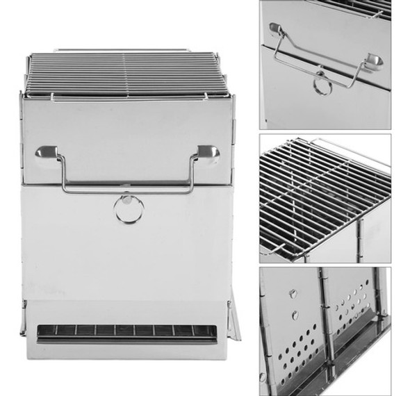 Estufa De Campamento De Leña Plegable De Acero Inoxidable,. 1 Estufa De Campamento De Leña Plegable De Acero Inoxidable,. 1