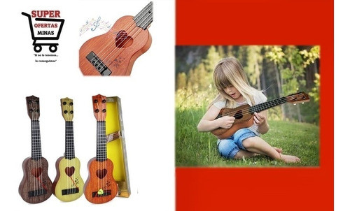 Guitarra Acustica De Niño De Juguete 4 Cuerdas Y Pùa 0