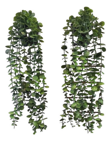 Pack X 2 Planta Artificial Colgante Eucalipto Con Maceta 0