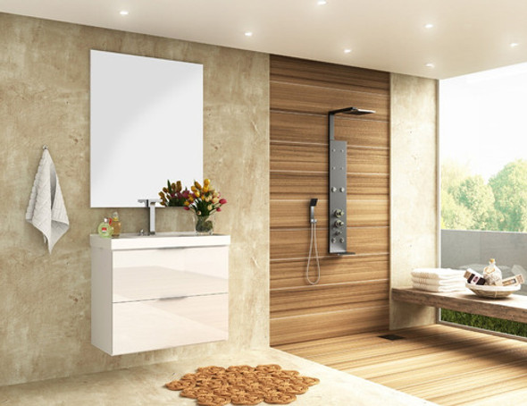 Mueble Baño + Bacha + Espejo Pietra Blanco, Cerámicas Castro 0