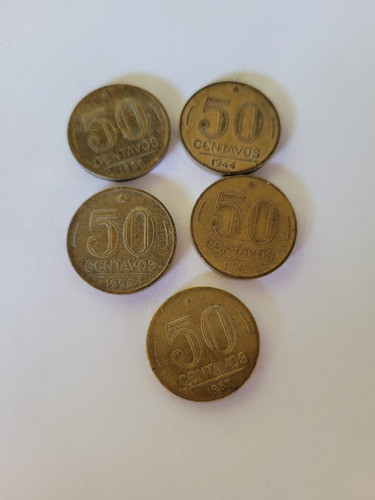 5 Moedas 50 Centavos 1944, 1945, 1953, 1955 E 1956 0