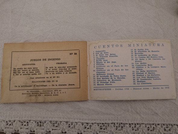Cuento Miniatura El Soldadito De Plomo. N* 20. Año 1973. 1