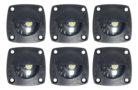 Luz Cortesia Preta Embutir Led Azul 12v Barco Lancha Kit 6 0