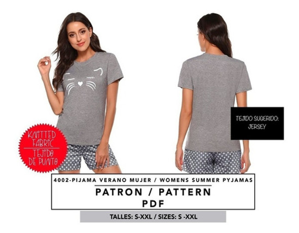 Molde De Costura, Patron Pijama Verano Dama , Imprimible 1