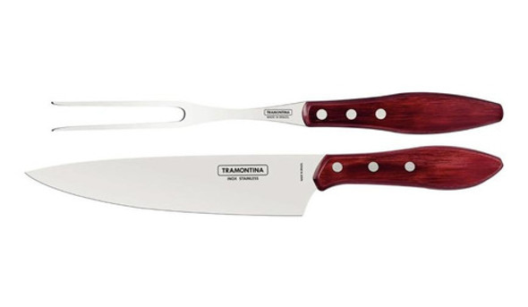 Juego Para Asado Tramontina Churrasco Polywood 2 Piezas Rojo 1