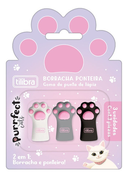 Borracha Ponteira Patinhas Purrfect Cats 3 Unidades Tilibra 0 Borracha Ponteira Patinhas Purrfect Cats 3 Unidades Tilibra 0