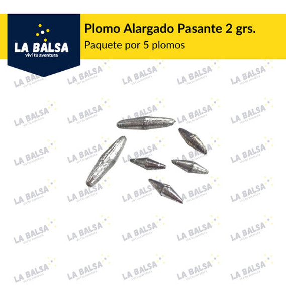 Plomo Alargado Pasante (5 Unid.) - 2 Grs - (proad) 1 Plomo Alargado Pasante (5 Unid.) - 2 Grs - (proad) 1