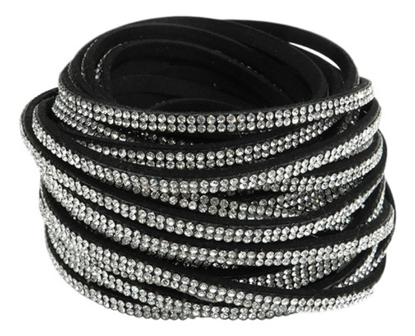 Gamuza Con Strass 5mm X 10 Metros Costura Bijou Collar Deco 0