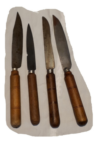 Antiguos Cuchillos Franceses Acero Al Carbono Lote X4 Sellad 0