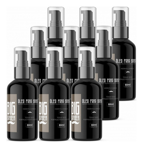 Óleo Para Barba Big Barber 60ml Conta Gotas Kit 9 Unidades 0