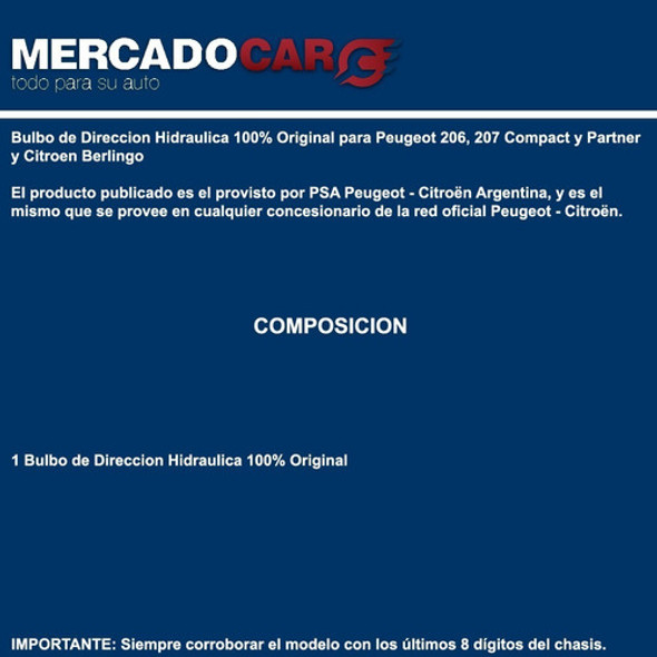 Bulbo Direccion Hidraulica Peugeot 406 2.0 16v 100% Original 1 Bulbo Direccion Hidraulica Peugeot 406 2.0 16v 100% Original 1