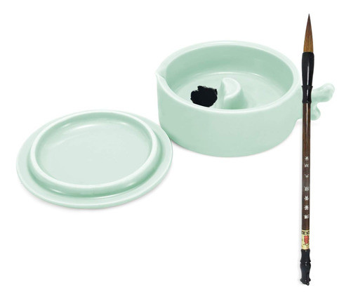 Tintero Multifuncional De Porcelana Verde Para Caligrafía 1