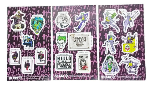 Pack Stickers The Joker X3 Planchas Licencia Oficial 0