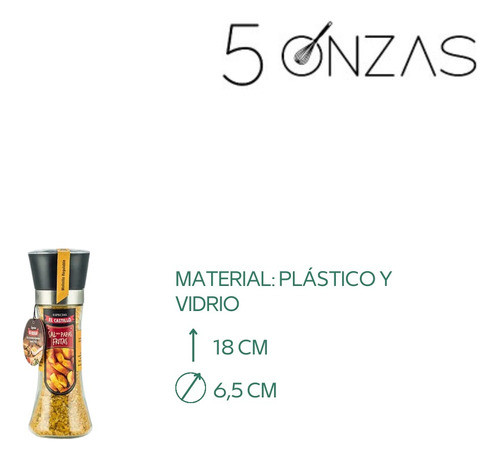 Sal Para Papas Fritas Molinillo Vidrio 145 Gramos 5onzas 1