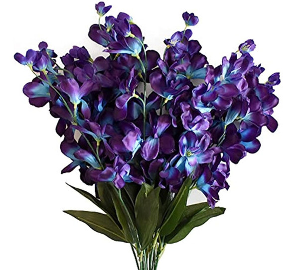 Hokpa 27'' Orquídeas Artificiales Tallos Púrpura Azul Seda T 0