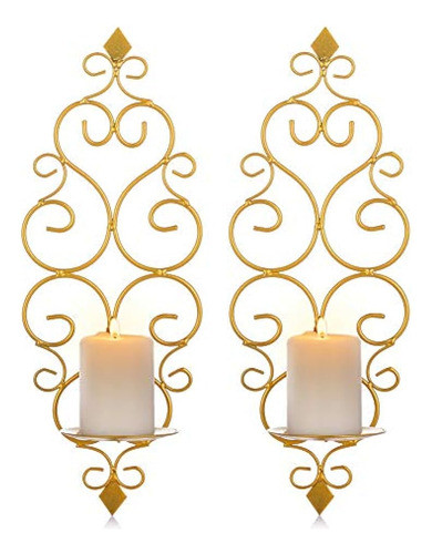 Sziqiqi Candelabro De Pared De Hierro Juego De 2 Candelabros 0