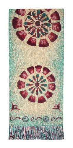 Caminos De Mesa Chenille Estampados Mandala Turquesa 0