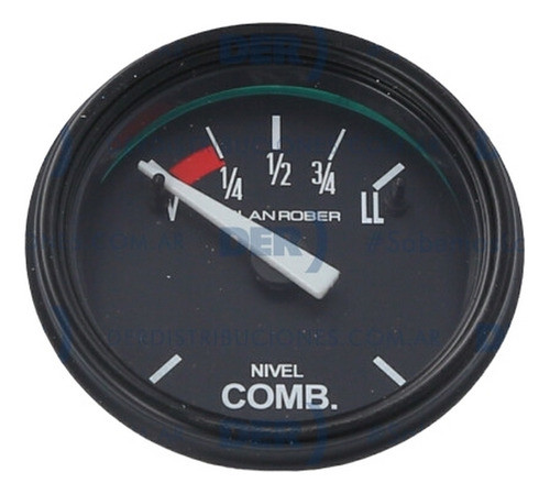 Reloj Nivel Combustible Fondo Negro (5 Ohm) 12v D52mm 0