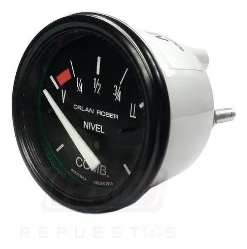 Reloj Nivel Combustible Fondo Negro (5 Ohm) 12v D52mm 1