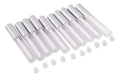10pcs Tubo Plata Tapa Vacía Claro Pet Brillo De Labios Lip B 1