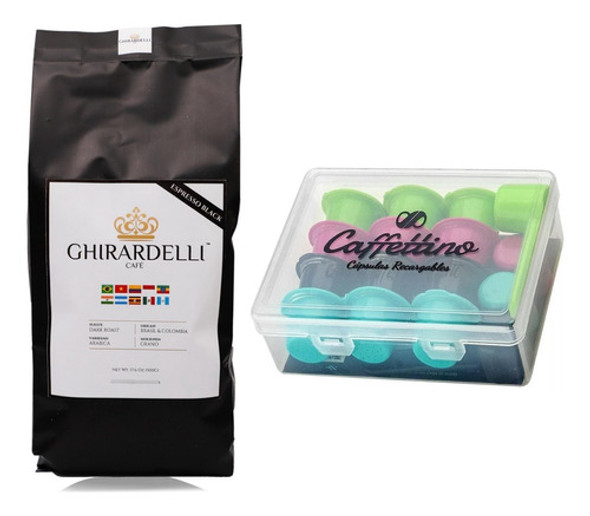 12 Cápsulas Recargables Nespresso + 1/2 Café Colombia Brasil 0