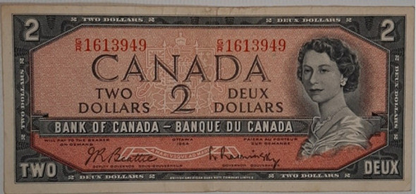 Billete Canada 2 Dólar 1954 Ro 295 0 Billete Canada 2 Dólar 1954 Ro 295 0