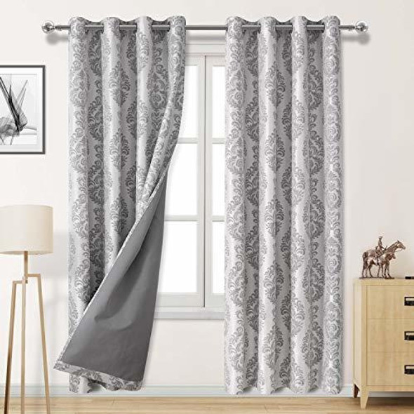 Cortinas Opacas 100% Grises Dwcn Con Revestimiento Termico P 0