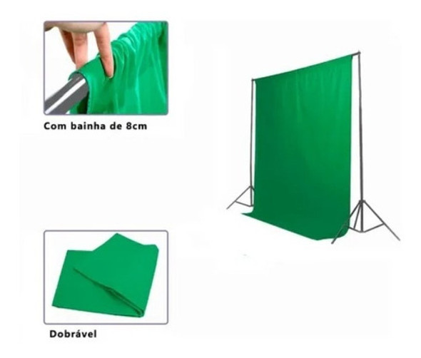 1 Tecido 3x4 Chroma Verde Fundo Infinito Estúdio Fotográfico Youtuber Foto Chroma Key Igreja Ringligth Escola 1
