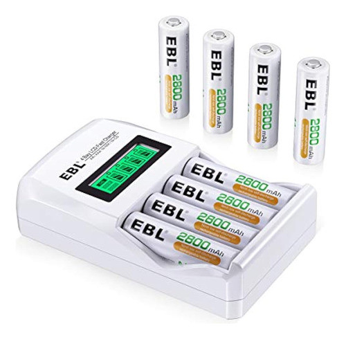 Baterías Aa Recargables Ebl 2800mah (8 Cuentas) Y Cargador D 0