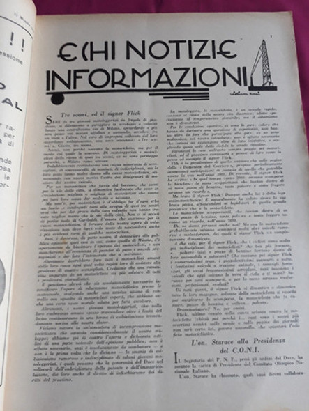 Revista Motociclismo N° 19 Año 1933 Epoca Fascismo 1 Revista Motociclismo N° 19 Año 1933 Epoca Fascismo 1