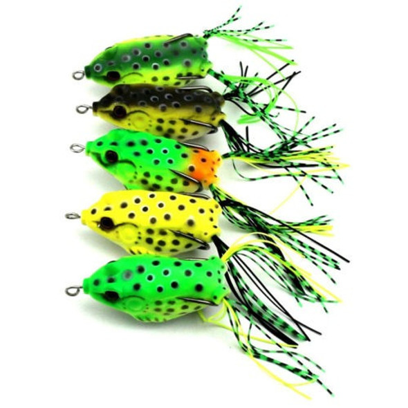 5pcs Suave Pesca Señuelos Rana Gran Topwater Crankbait Ganch 1