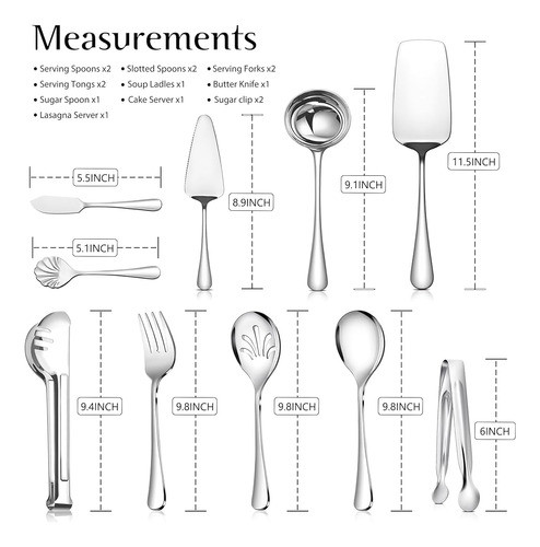 Teivio 15pcs Utensilios Grandes Para Servir De Acero Inoxida 1